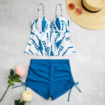 High Waist Push Up Swimwear Women 2023 New Two Piece Swimsuit with Shorts Shell Tankini Set Female Swim Bathing Suit Trunks XL