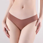 1Pack Women Low-Rise V-Front Ice Silk Seamless Briefs Panties Invisible No Lines Underwear Summer Soft Sexy Lingerie XS-XL