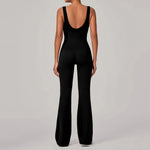 Women's Seamless Yoga Jumpsuits Sports Fitness Sleeveless Hip-lifting Flared One-piece Workout Gym Training Slim Fit Bodysuits