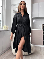 Printed Women's Long Sleeve Nightgown Elegant And Comfortable Home Pajamas Simple Fashion Bathrobe