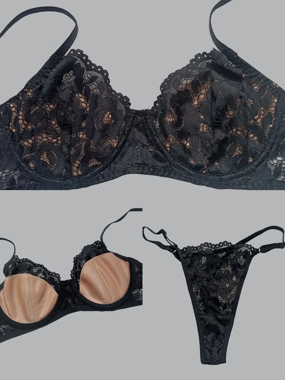 Women's Bra and Panty Set Floral Lace Underwire Push Up 2 Piece Sexy Lingerie Set No Padded Bras Set