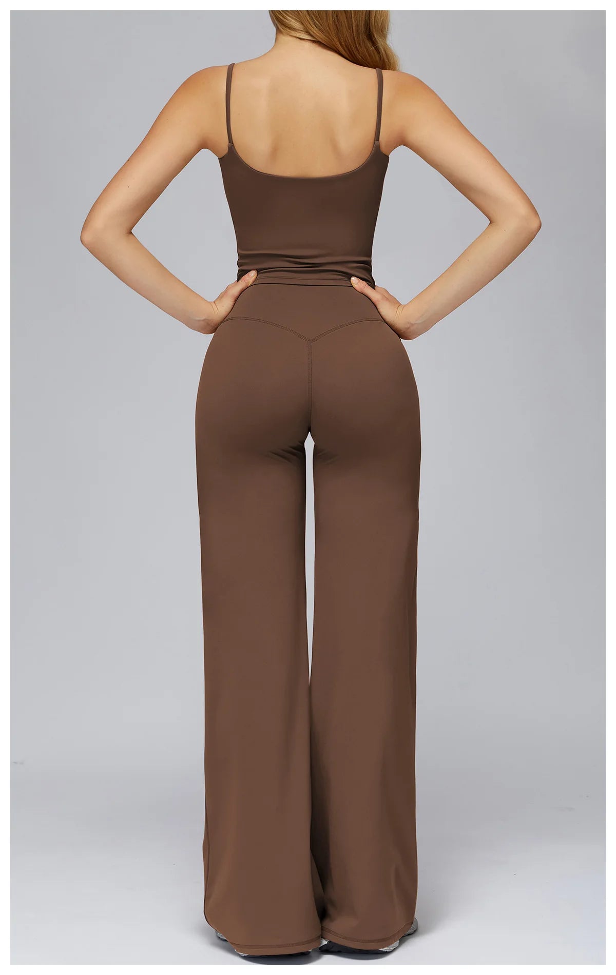 Yoga Suit Gym Fitness Set Hanging Neck Slim Sports Tank Top High Waist Wide Leg Pants Tracksuit Outdoor Running Athletic Wear