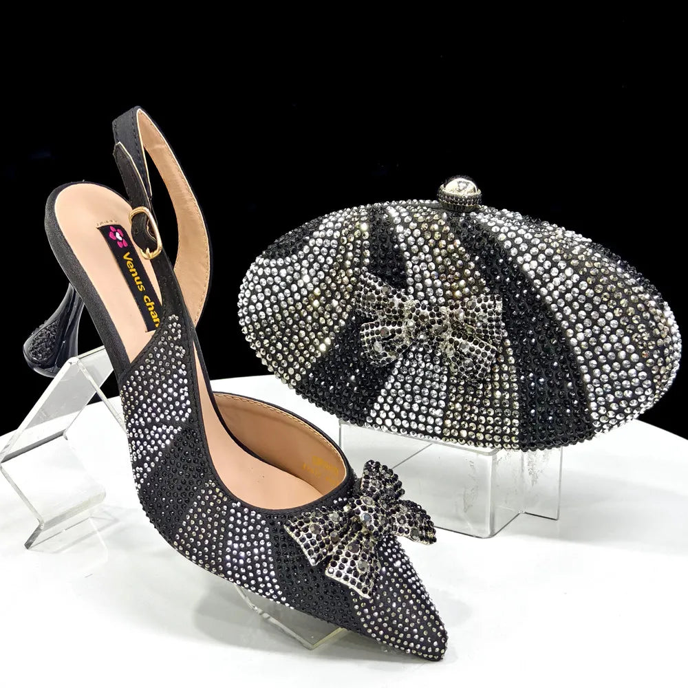 DoershowAfrican fashion Italian Shoes And Bag Sets For Evening Party With Stones coffee Italian Handbags Match Bags! Ho1-1