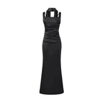 Pure Desire Style Collarbone-revealing Strapless Long Dress Feminine And Slim-fitting With Pleated Waist Tie Straps Bodycon LWIO