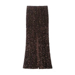 Women's Fashion Sequined Long Dress Womens Brown Sequin Mermaid Maxi Skirt High Waist Bodycon Flare Party Skirt Pure Desire N3OM