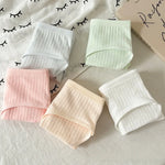 5Pcs/Set Women Cotton Briefs Ribbed Panties Low Rise Underwear Female Underpants Solid Color Sexy Lingerie Soft Intimates M-XL