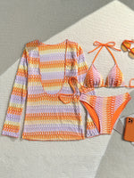 With Long Sleeve Cover Up Bikini Female Swimsuit Women Thong Swimwear Three-pieces Bikini Set Bather Bathing Suit Swim Beachwear