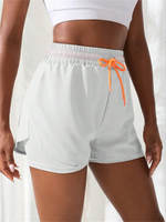 Women's High Rise Yoga Shorts With Elastic Proximity Control Running Shorts, Fake Two Pieces Pants