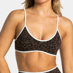 Braided Leopard Print Sports Bra - High Impact Support, Push-Up Design, Anti-Downward Shift, Breathable & Comfortable for Gym