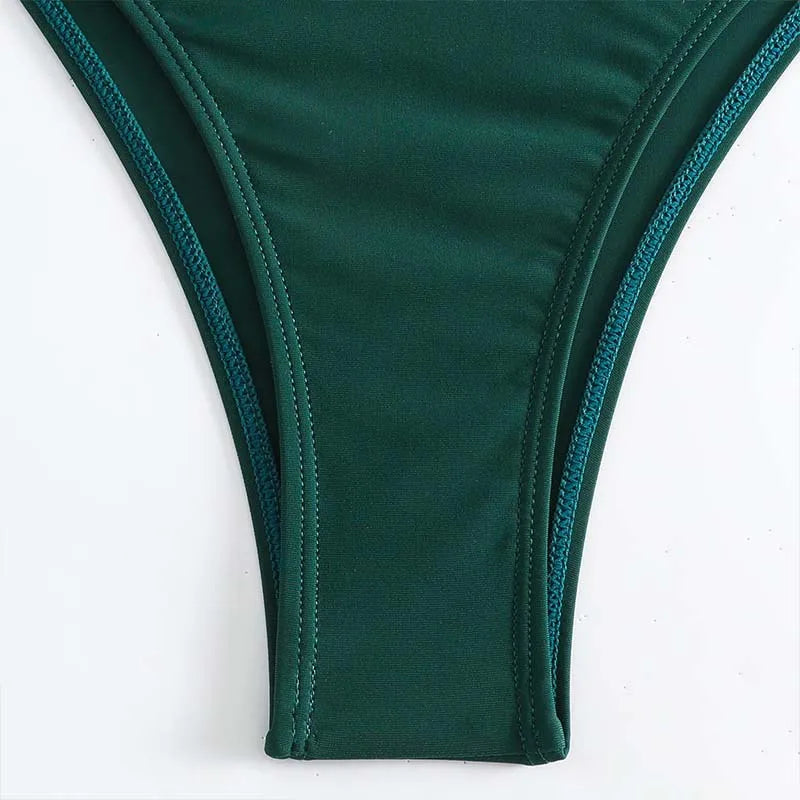 Women Sexy Green Bikini Set Push Up Bathing Suits Swimwear High Waist Swimsuit Two Pieces Swimming Suit Beachwear Halter Biquini
