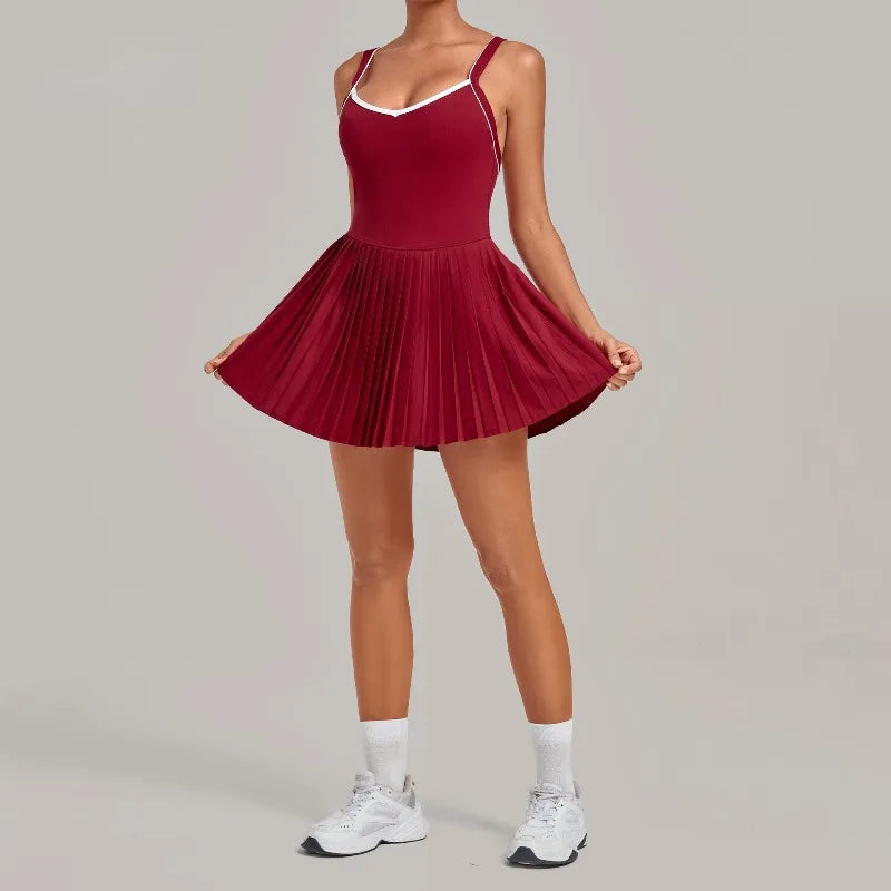 Women's Seamless Yoga Jumpsuit Sports Fitness Sleeveless Beautiful Back One-Piece Dress Workout Tennis Anti-exposure Jumpsuit