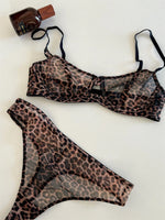 Seamless Leopard printed Bra Set See Through Sexy Lingerie Women Lace Underwear Attractive Intimate Sleepwear