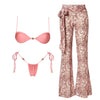 3Pcs Diamond Swimsuit With Pants Sexy Women Swimwear Micro Bikini Female Push Up Swim Suit Bandeau Biquini Beachwear Bathingsuit
