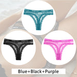 3Pcs/set Lace Thongs Women Floral G-string Underwear Trendy Letter T-Back Underpants Sexy Low Waist Bikini Panties Ladies Panty