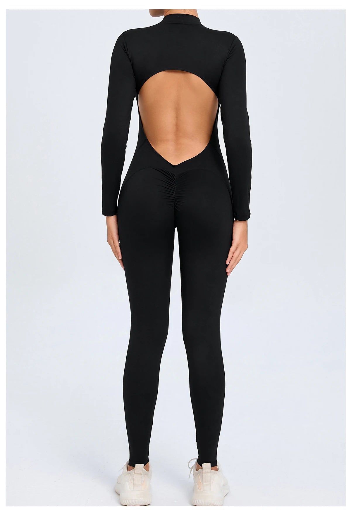 Women Sportwear Yoga Jumpsuit Zip Long Sleeve Back Open Outfit Fitness Tracksuit Tight One-piece Gym Overalls Sports Bodysuit