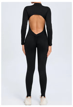 Women Sportwear Yoga Jumpsuit Zip Long Sleeve Back Open Outfit Fitness Tracksuit Tight One-piece Gym Overalls Sports Bodysuit