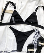 Ribbed Triangle High Cut Bikini Women Swimsuit Female Thong Swimwear Two Pieces Bikini Set Rings Bather Bathing Suit Swim Lady