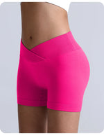 Cross-Back Yoga Shorts for Women - High-Waisted Tummy Control Fitness & Yoga Running Breathable Quick-Dry Shorts