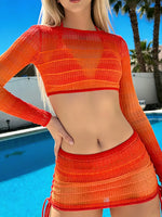 4 Pieces Triangle Bikini 2026 With Mesh Tops & Skirt Swimwear Female Solid Swimsuit Women Bathers Bathing Swimming Swim Suit