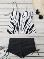 High Waist Push Up Swimwear Women 2023 New Two Piece Swimsuit with Shorts Shell Tankini Set Female Swim Bathing Suit Trunks XL