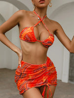 3 Pieces Bikini Set With SkirtTie Dye String Thong Bathing Suit Women Swimsuit FemaleSwimwear Beach Wear Swim Lady Summer