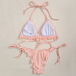 2026 Ribbed Ruffled Frilled Brazilian Bikini Women Swimsuit Female Swimwear Two Pieces Bikini Set Halter Bathing Suit Swim Lady