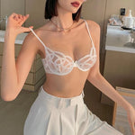 Transparent Brief Sets Lace Sexy Temptation Underwear Women Ultra Thin Push Up Brassiere Hollow Out Bralette Lingerie