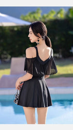 New Swimsuit for Women Soaking in Hot Springs, Concealing Flesh and Slimming, Conservative One-piece Skirt, Flat Angle Swimsuit