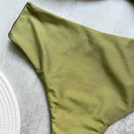 Brown Shiny U Shaped Bikini High Waist Sexy Swimsuit Women 2026 Wrinkled Solid Swimwears Bathing Suit Bandeau Bikinis Sets Mujer