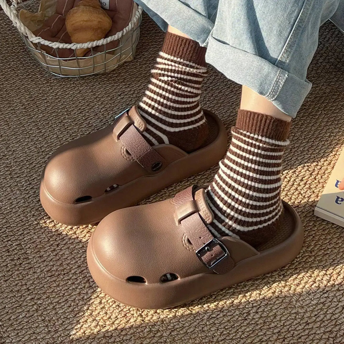 2026 Women Summer Platform Slippers Close Toe Female Leisure House Shoes Soft EVA Female Indoor Street Mulers Slip-on Sandals