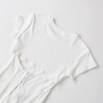 Women's Fashion Casual Short-Sleeve Round-Neck Tight-Fitting Top White Short Sleeve T Shirt Crew Neck Back Slit Casual Top P5RN