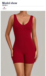 New Summer U-neck Beautiful Back Yoga Jumpsuit Women Sleeveless Tight Sports One Piece Suit Outdoor Gym Running Fitness Overalls