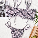 2026 Sexy Bikini Women Swimwear Swimsuit Double Straps Plaid Black Bikinis Set Bathing Suit Beach Bikini Female Push Up Biquinis
