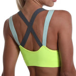 Women's Cross Back Sports Bra, Seamless Wireless Workout Top with Removable Pads for Yoga Running Gym