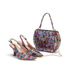 doershow beautiful BLUE Italian Shoes And Bag Sets For Evening Party With Stones Italian Leather Handbags Match Bags!HWS1-1