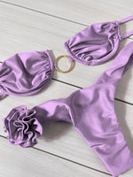 Sexy 3D Flower Bikini Swimsuit Brazilan Bikini Set Swimwear for Women High Leg Push Up Two Piece Bathing Suits Summer Female