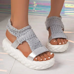 2026Women Platform Sandals Summer Gladiator Sandals Shoes Thick Heels Ladies White Sandalias Casual