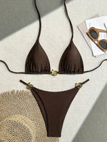 Shiny Sparkling Halter Metal Ring Bikini Women Swimwear Female Swimsuit Two-pieces Bikini Set Brazilian Bather Bathing Suit Swim