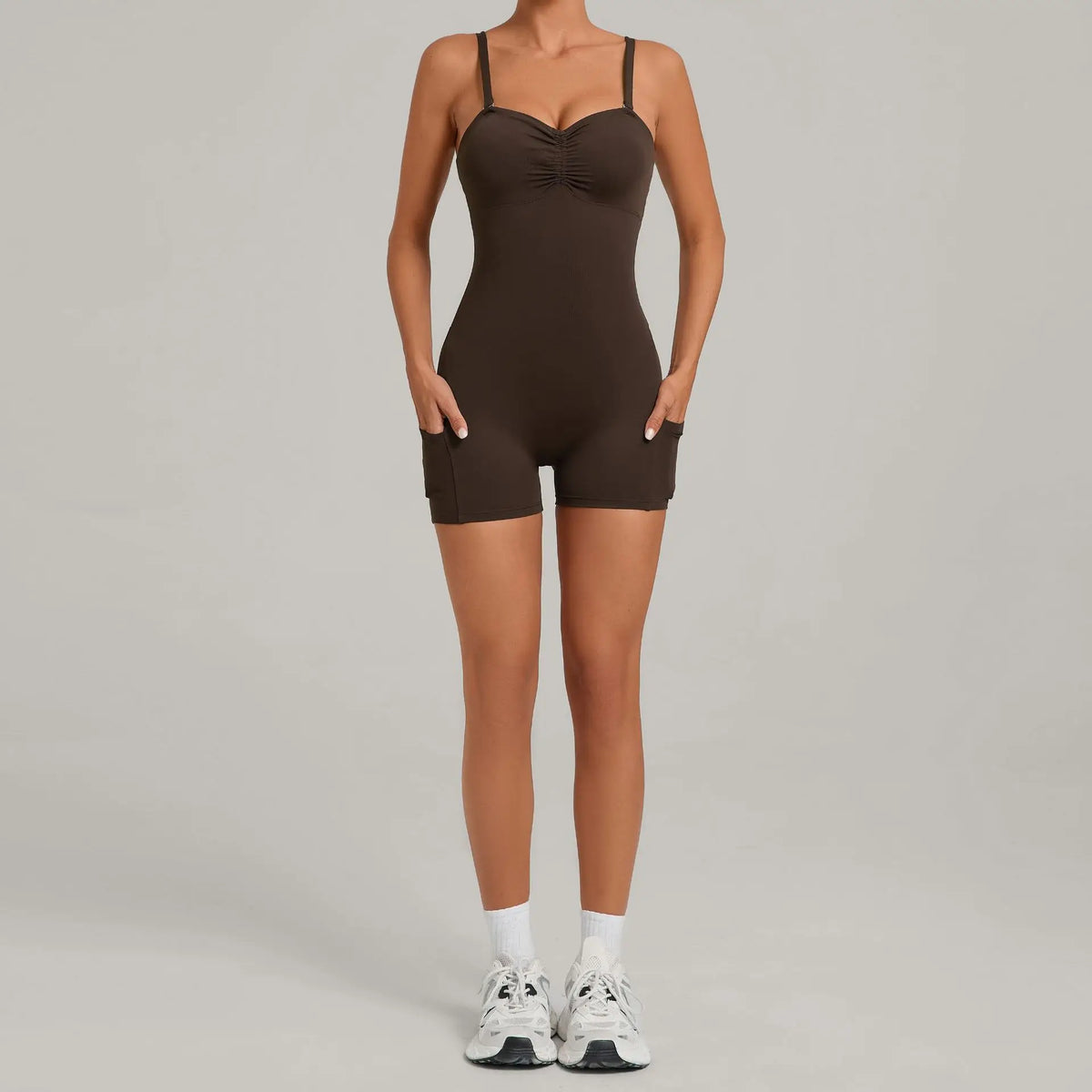 Outdoor Backless Yoga One Piece Suit Women Multiple Wearing Methods Sleeveless Slim Fit Pocket Stretch Sports Fitness Jumpsuit
