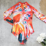 2026 Patchwork One Piece Swimsuit Long Sleeve Swimwear Women Bathing Suit Retro Zipper Swimsuit One Piece Surfing Swim Wear
