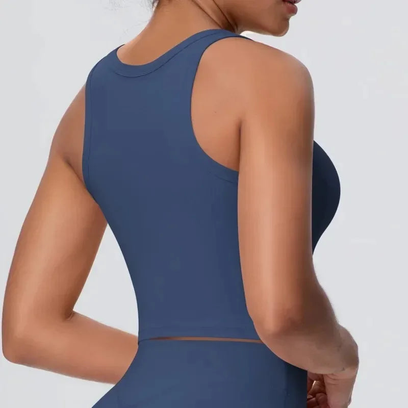 Women's Yoga Vest Shockproof Fixed Cup Beauty Back Yoga Top Outdoor Sports Running Fitness Vest