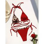 XS - L 8 Color Splicing Halter Leopard Bikini Female Swimsuit Women Swimwear Two-piece Bikini set Bather Bathing Suit Swim V3736