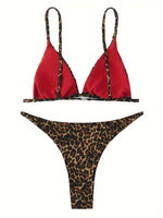 2024 Micro Leopard Bikini Women High CutBandage Push Up Swimsuit Sexy Bathing Suit Padded Thong Swimwear,summer Beach Vacation