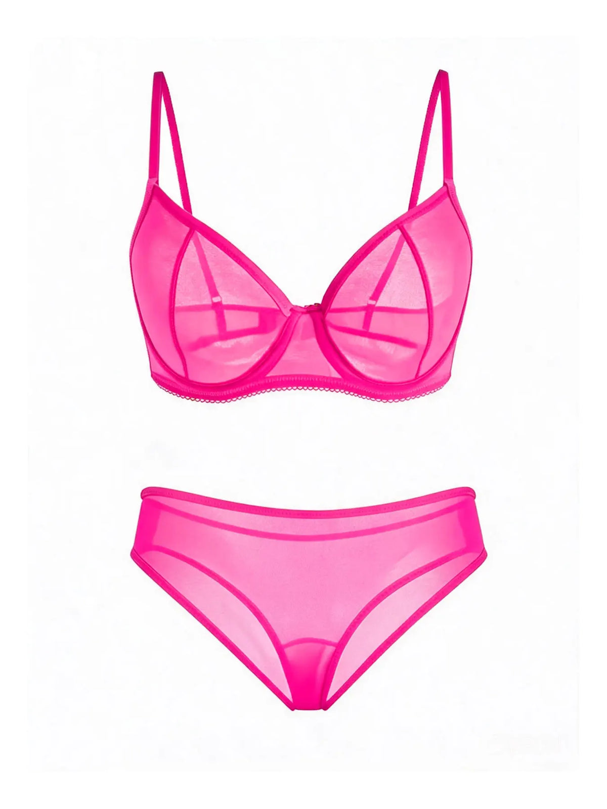 Sexy Ultra-Thin Fully Transparent Alluring Lingerie with Underwire, No Padding, Beautiful Back Bra, Hot Girl Push-Up Bra Set