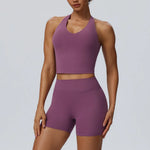 Women 2 Piece Yoga Set Cloud Feel Quick Dry Sports Vest Butt Lifting Shorts Stretch Tight Fitness Workout Running Sports Suit