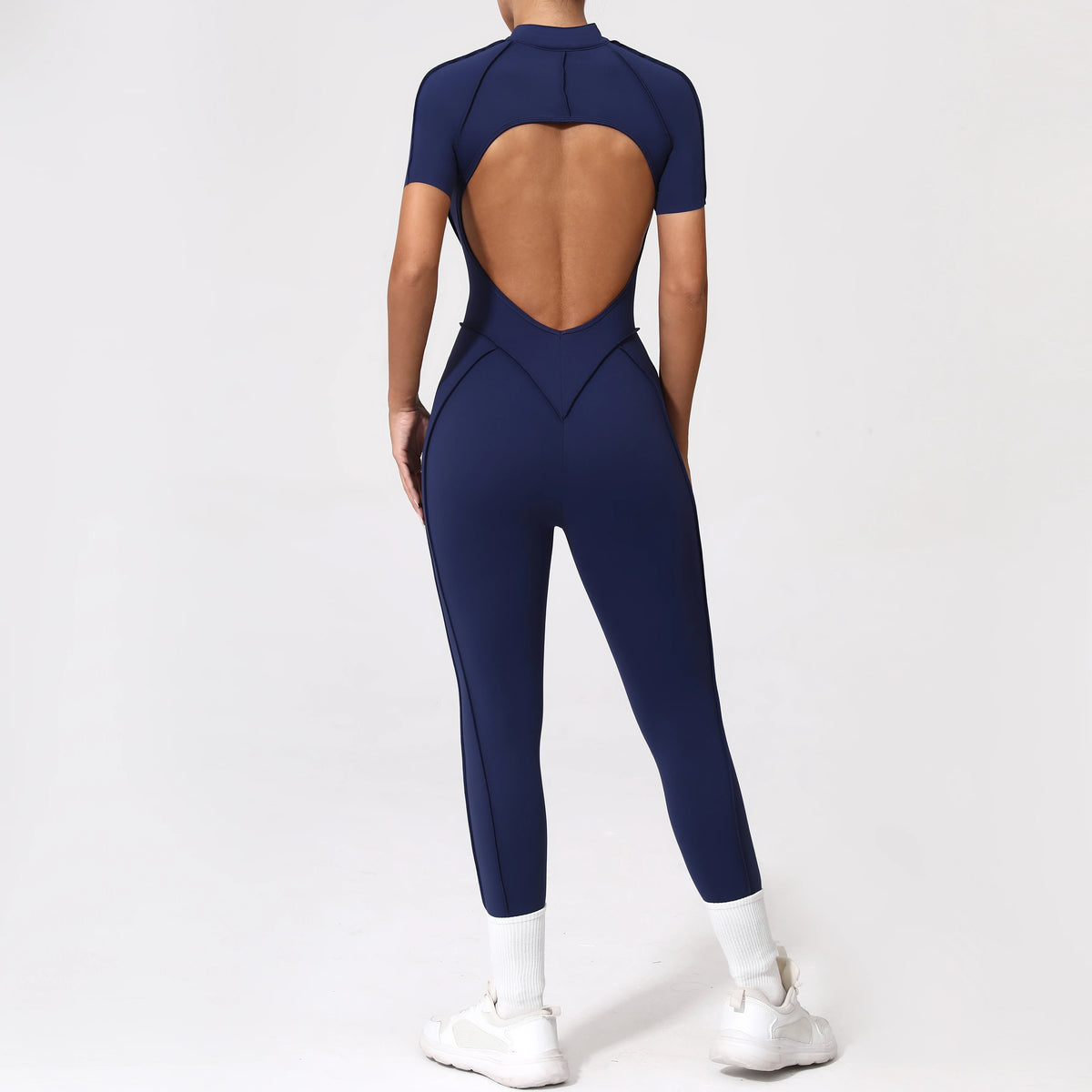 With Zipper Hollow Back Yoga Jumpsuit Sportswear Women Gym Clothes Running Fitness Yoga Backless Bodysuit