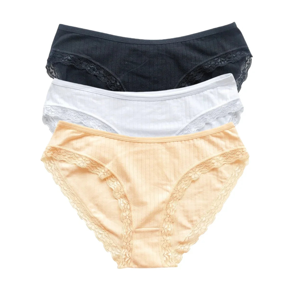 3Pcs/Set Women Lace Briefs Female Underpants Solid Color Pantys M-XL Soft Underwear Sexy Lingerie Intimates Cotton Panties