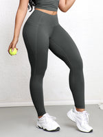 Women's High Waist Pockets Yoga Pants Tight Waist Hip Lifting Elastic Tight Solid Color Wide Waist Sports Legging