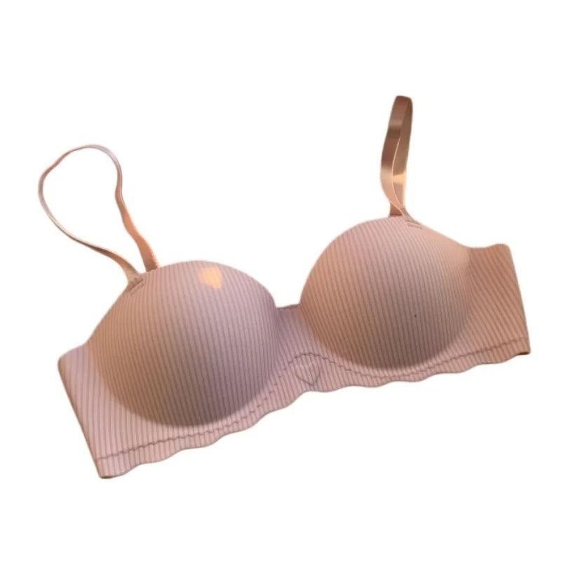 Women Push-Up Bra Demi Cup Underwear Heart Print Non-wired 1/2 Cup No Show Bras Sexy Lingerie Padded Thin Straps Brassiere S-XL