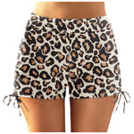 Beach Bathing Suit Women High Waist Bikini Bottoms Swim Briefs Drawstring Beach Shorts Solid Leopard Bikini Ruched Swim Bottoms